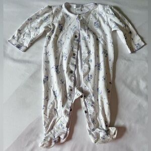 Kissy Kissy White Footed One-Piece with Purple Floral Print